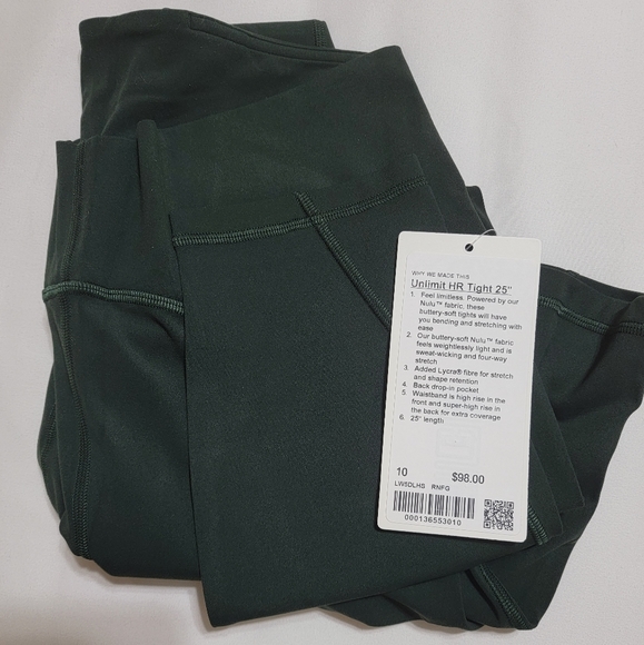 Lululemon Unlimits Size 10 Rainforest Green - Picture 5 of 6